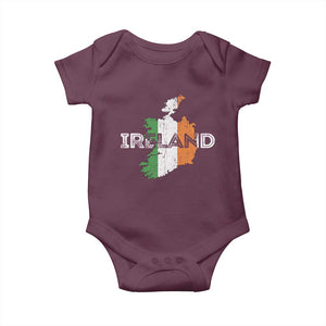 Vintage Irish Map Ireland Pride Souvenir Baby Onesie TS11 Maroon Print Your Wear
