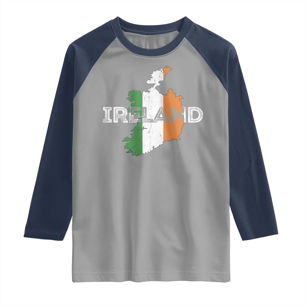 Vintage Irish Map Ireland Pride Souvenir Raglan Shirt TS11 Sport Gray Navy Print Your Wear