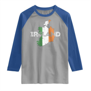 Vintage Irish Map Ireland Pride Souvenir Raglan Shirt TS11 Sport Gray Royal Print Your Wear