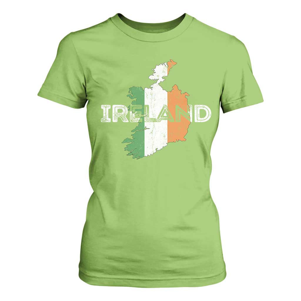 Vintage Irish Map Ireland Pride Souvenir T Shirt For Women TS11 Lime Print Your Wear