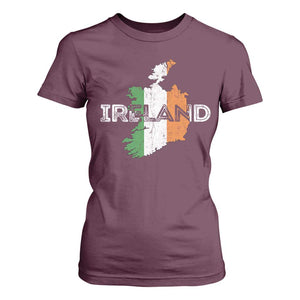 Vintage Irish Map Ireland Pride Souvenir T Shirt For Women TS11 Maroon Print Your Wear