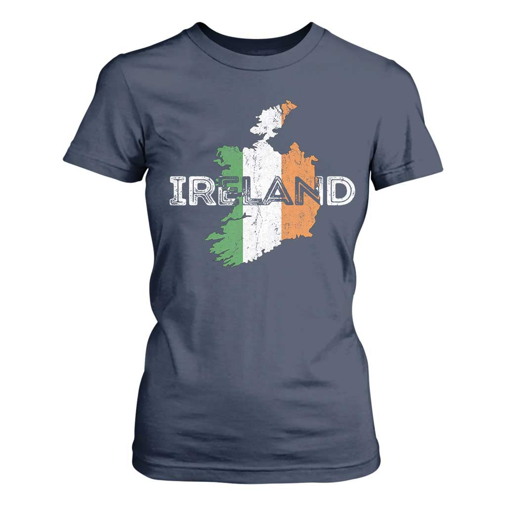 Vintage Irish Map Ireland Pride Souvenir T Shirt For Women TS11 Navy Print Your Wear