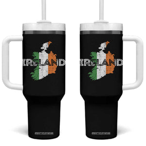 Vintage Irish Map Ireland Pride Souvenir Tumbler With Handle TS11 One Size: 40 oz Black Print Your Wear