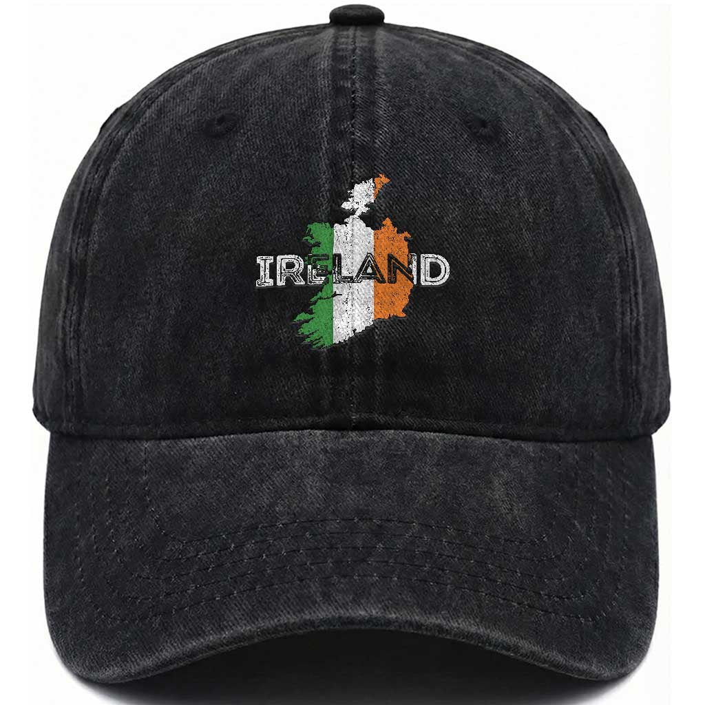 Vintage Irish Map Ireland Pride Souvenir Washed Cotton Baseball Cap TS11 Print Your Wear