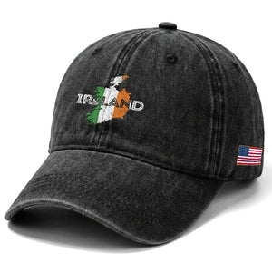 Vintage Irish Map Ireland Pride Souvenir Washed Cotton Baseball Cap TS11 Print Your Wear