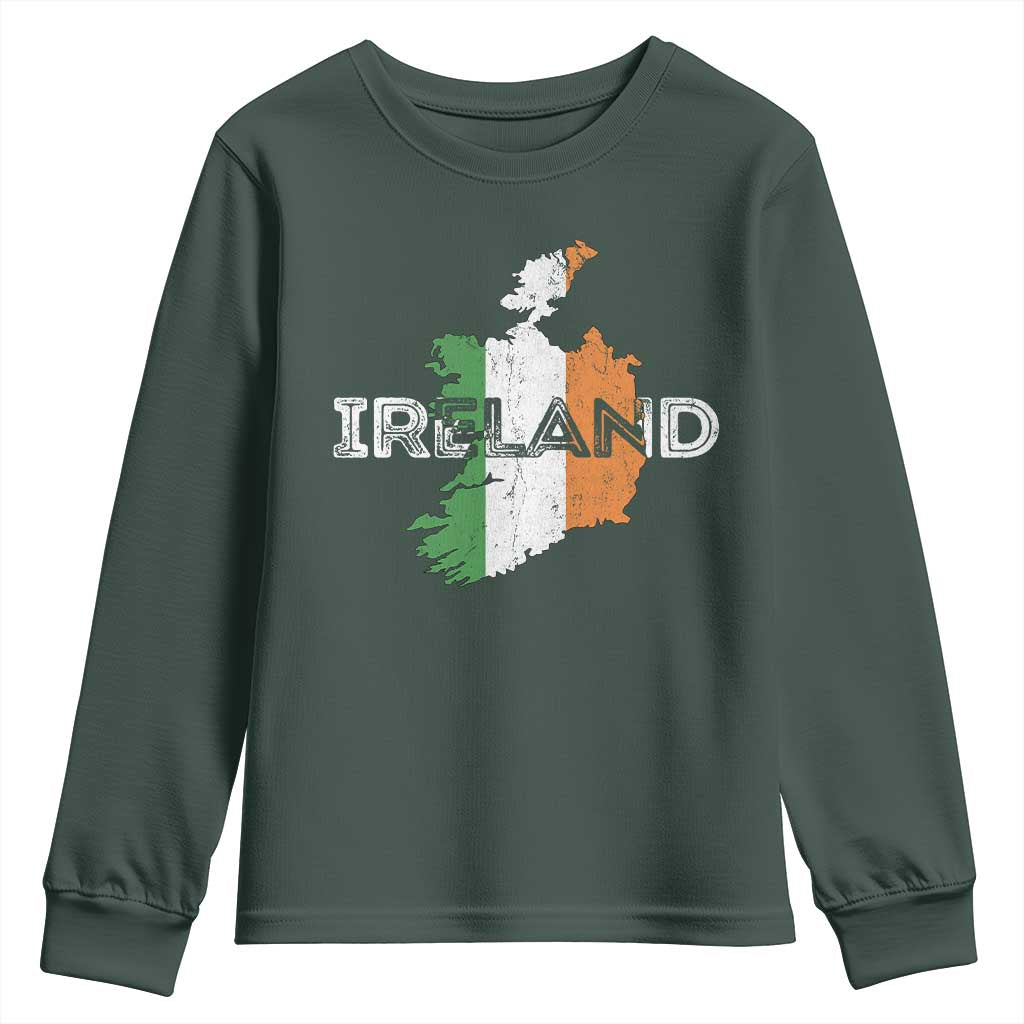 Vintage Irish Map Ireland Pride Souvenir Youth Sweatshirt TS11 Dark Forest Green Print Your Wear