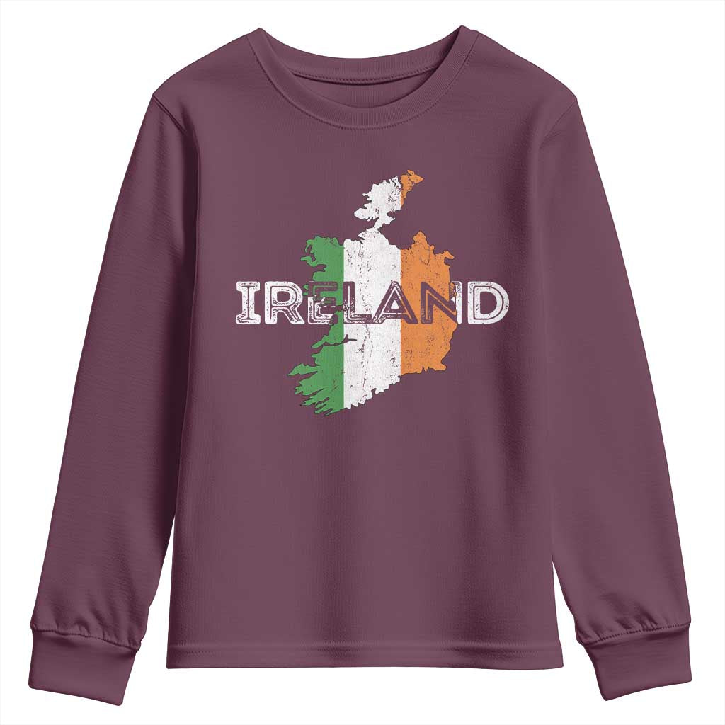Vintage Irish Map Ireland Pride Souvenir Youth Sweatshirt TS11 Maroon Print Your Wear