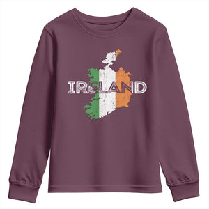 Vintage Irish Map Ireland Pride Souvenir Youth Sweatshirt TS11 Maroon Print Your Wear