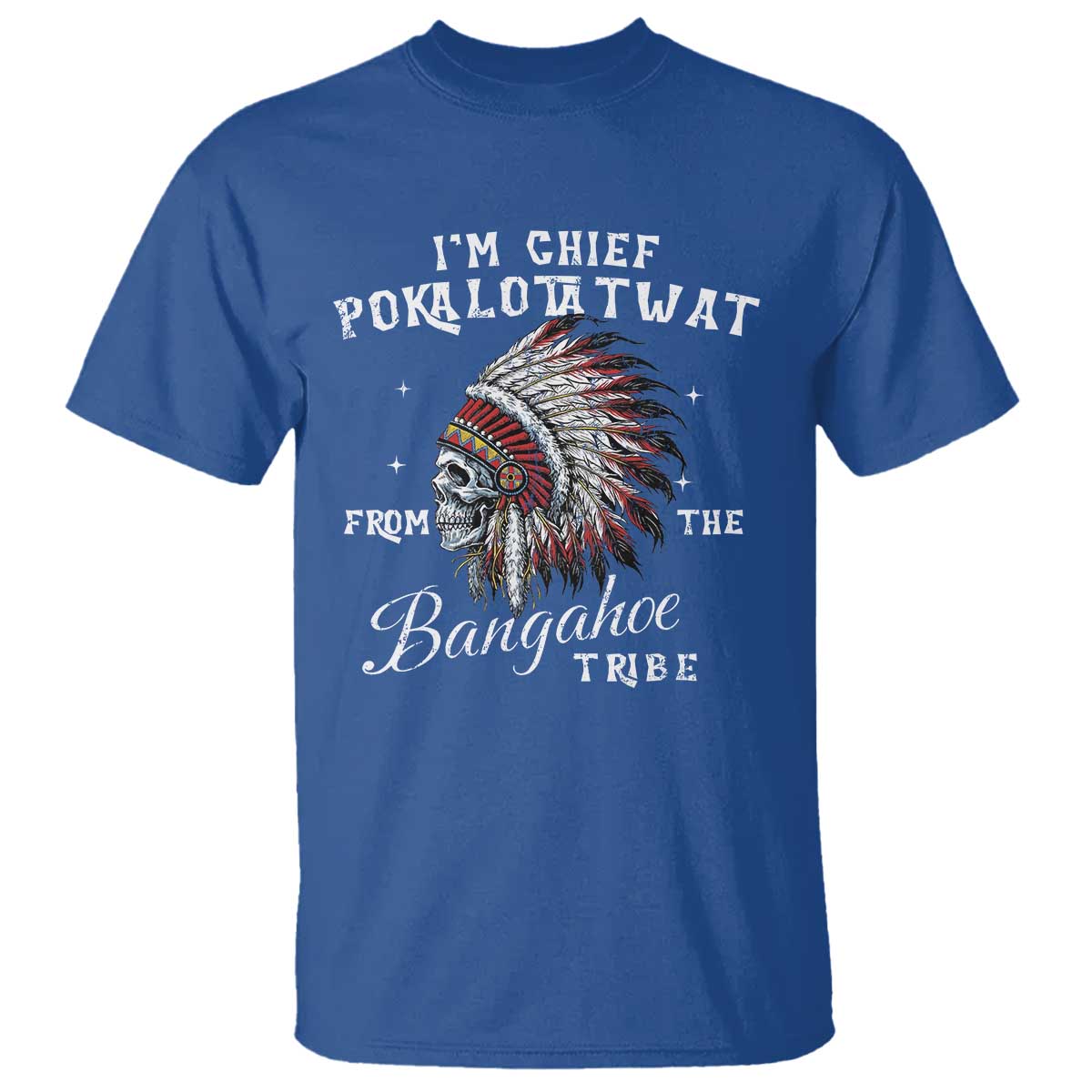 I Am Chief Pokalotatwat From The Bangahoe Tribe T Shirt Funny Indigenous Native American Skull TS11 Royal Blue Print Your Wear