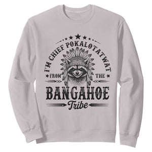 I Am Chief Pokalotatwat From The Bangahoe Tribe Sweatshirt Funny Native American Racoon TS11 Ice Gray Print Your Wear