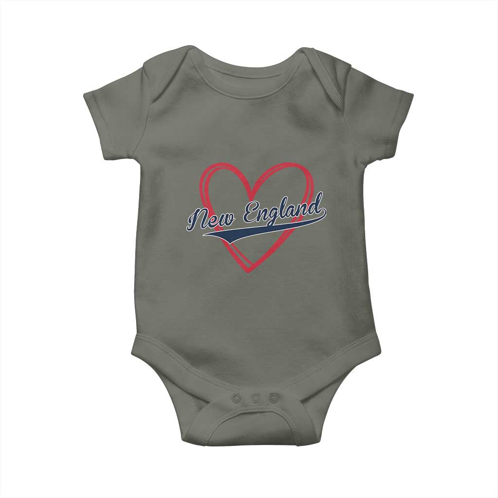 New England Vintage Red Heart Sport Fan Game Day Baby Onesie TS11 Military Green Print Your Wear