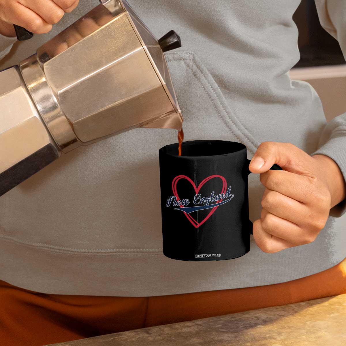 New England Vintage Red Heart Sport Fan Game Day Coffee Mug TS11 Print Your Wear