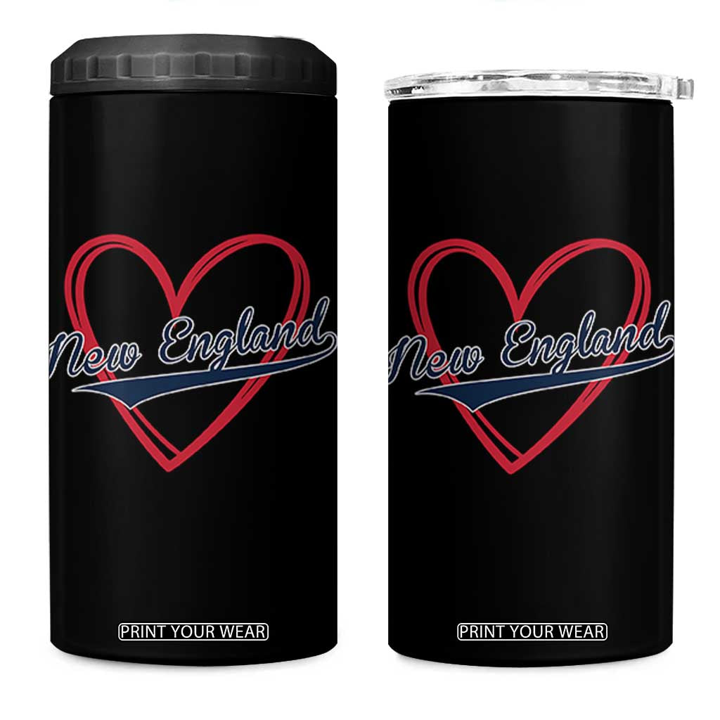 New England Vintage Red Heart Sport Fan Game Day 4 in 1 Can Cooler Tumbler TS11 One Size: 16 oz Black Print Your Wear