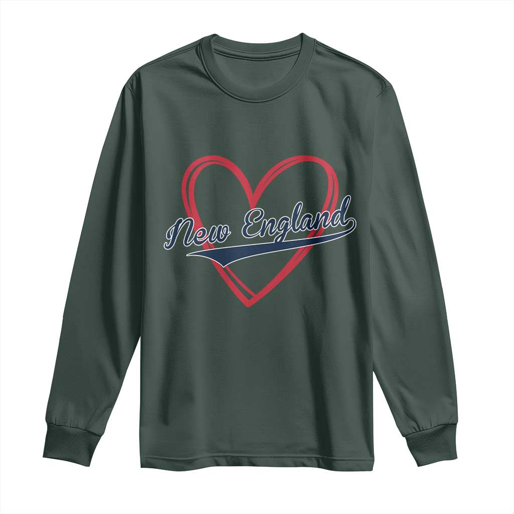New England Vintage Red Heart Sport Fan Game Day Long Sleeve Shirt TS11 Dark Forest Green Print Your Wear