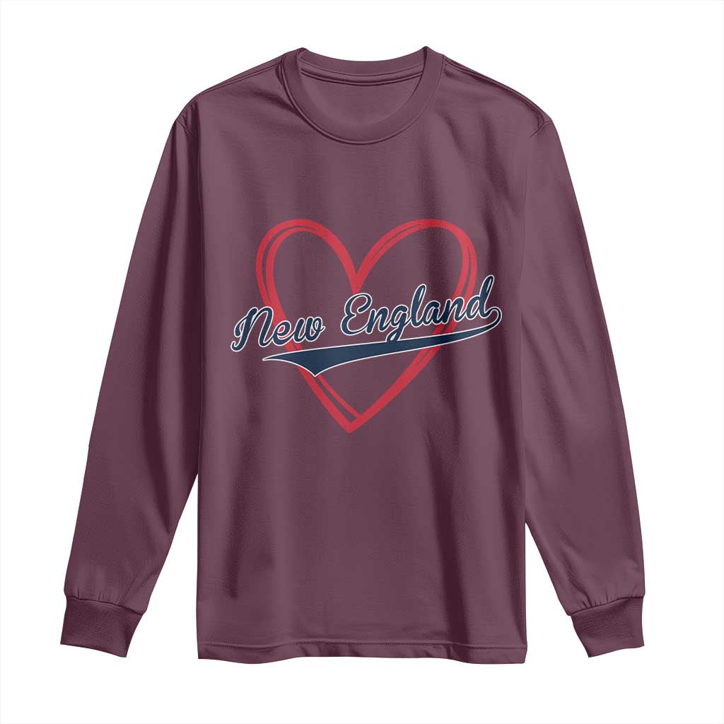 New England Vintage Red Heart Sport Fan Game Day Long Sleeve Shirt TS11 Maroon Print Your Wear