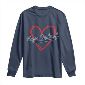 New England Vintage Red Heart Sport Fan Game Day Long Sleeve Shirt TS11 Navy Print Your Wear