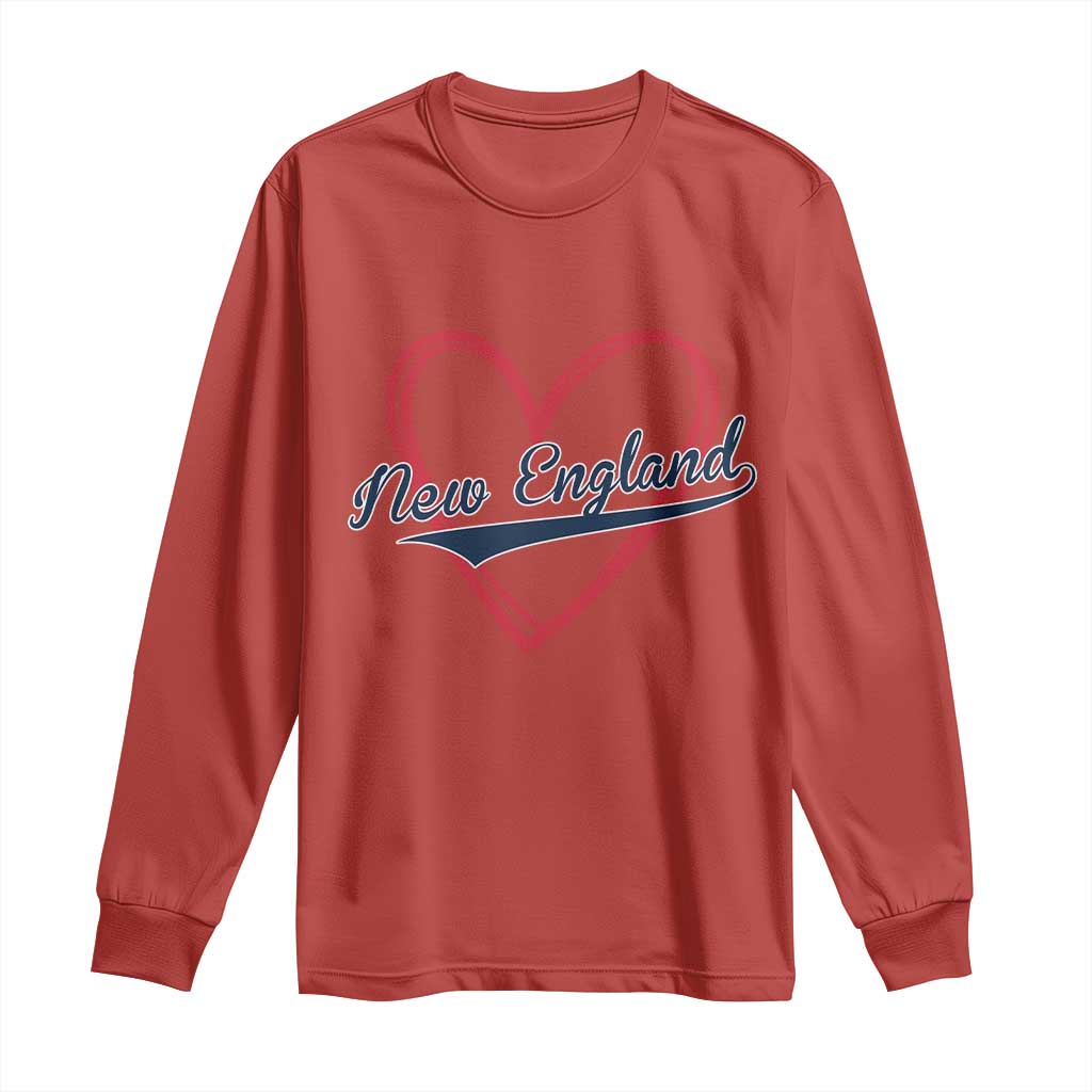 New England Vintage Red Heart Sport Fan Game Day Long Sleeve Shirt TS11 Red Print Your Wear