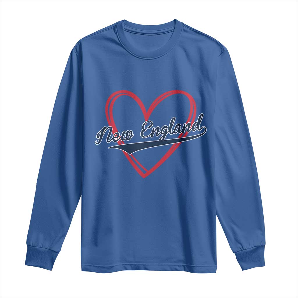 New England Vintage Red Heart Sport Fan Game Day Long Sleeve Shirt TS11 Royal Blue Print Your Wear