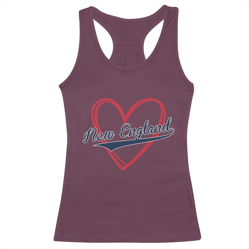 New England Vintage Red Heart Sport Fan Game Day Racerback Tank Top TS11 Maroon Print Your Wear