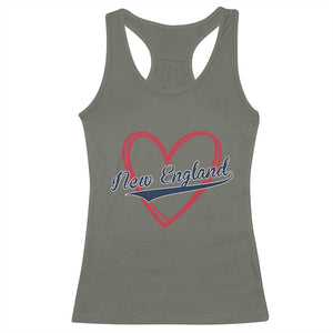 New England Vintage Red Heart Sport Fan Game Day Racerback Tank Top TS11 Military Green Print Your Wear