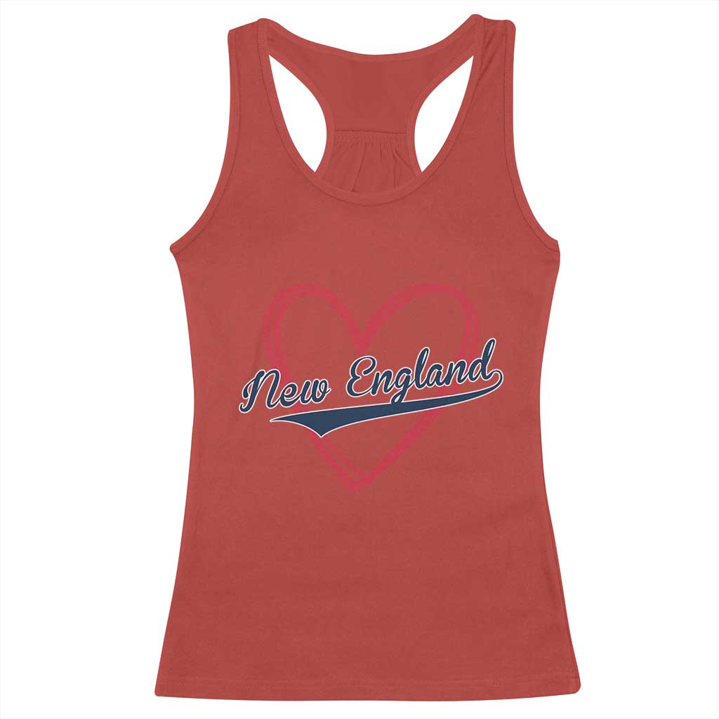 New England Vintage Red Heart Sport Fan Game Day Racerback Tank Top TS11 Red Print Your Wear