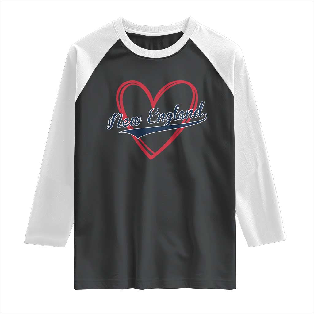 New England Vintage Red Heart Sport Fan Game Day Raglan Shirt TS11 Black White Print Your Wear