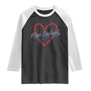 New England Vintage Red Heart Sport Fan Game Day Raglan Shirt TS11 Black White Print Your Wear