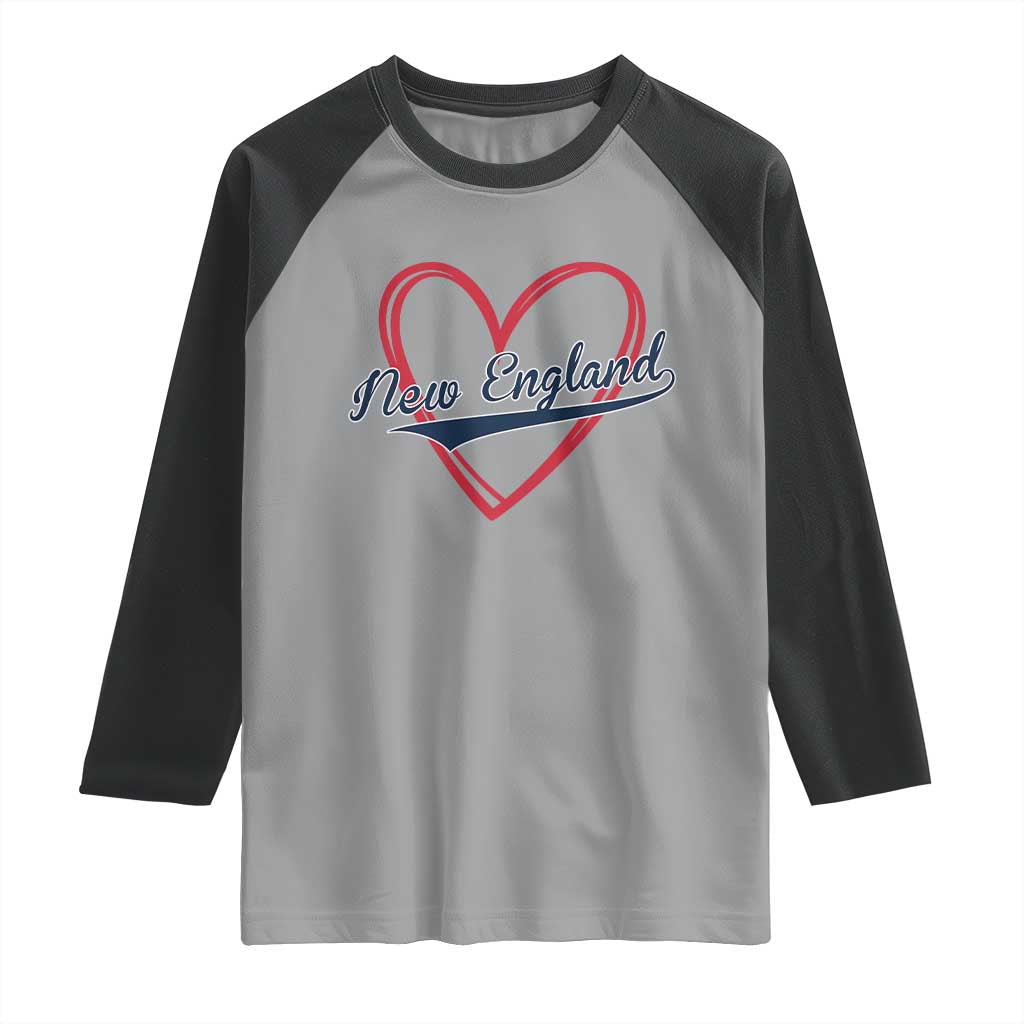 New England Vintage Red Heart Sport Fan Game Day Raglan Shirt TS11 Sport Gray Black Print Your Wear