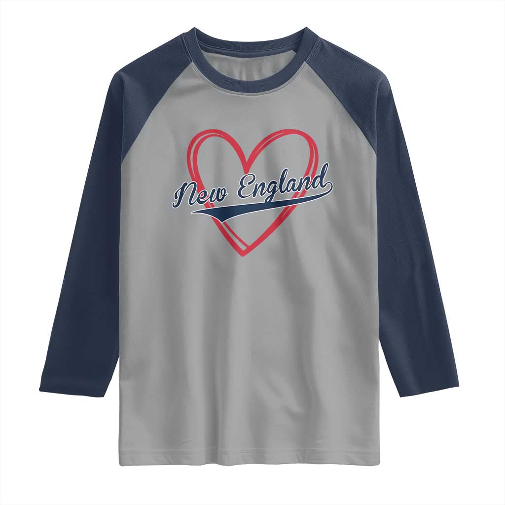 New England Vintage Red Heart Sport Fan Game Day Raglan Shirt TS11 Sport Gray Navy Print Your Wear