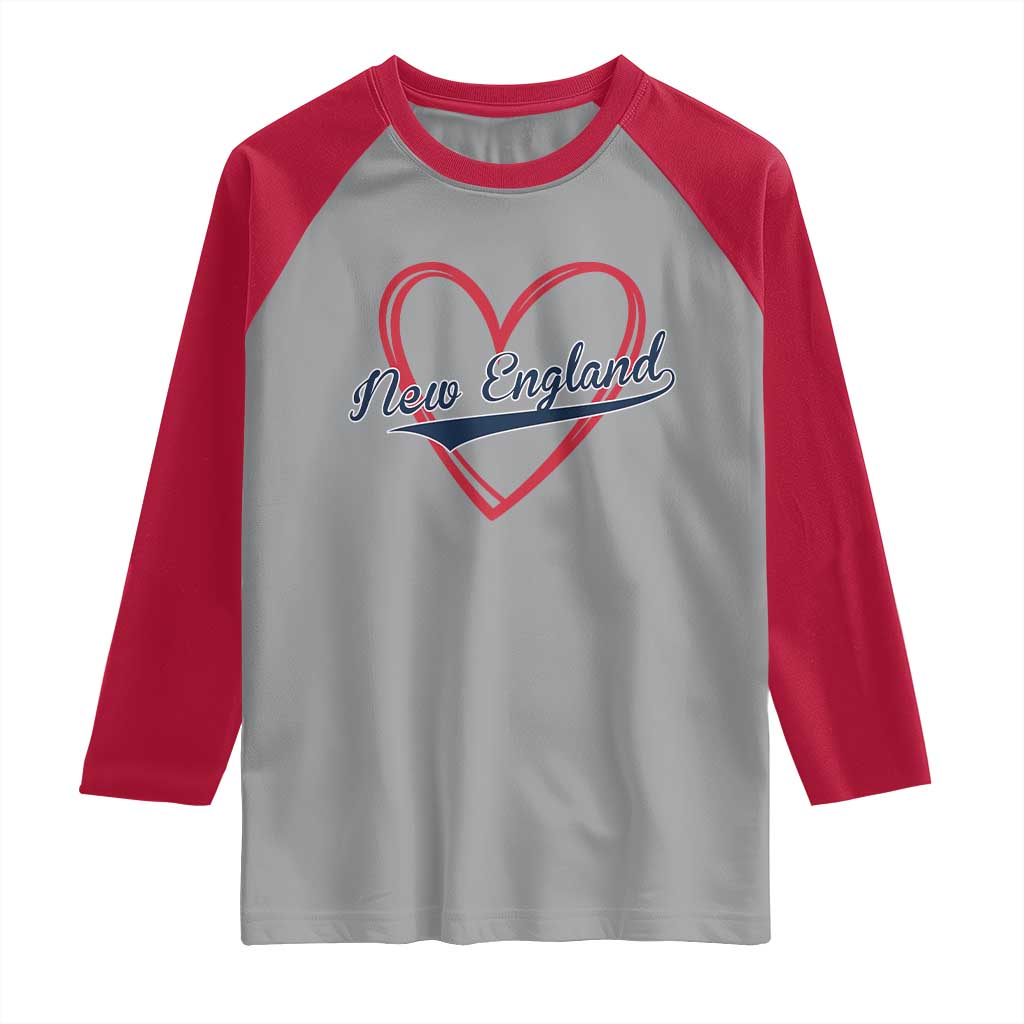 New England Vintage Red Heart Sport Fan Game Day Raglan Shirt TS11 Sport Gray Red Print Your Wear