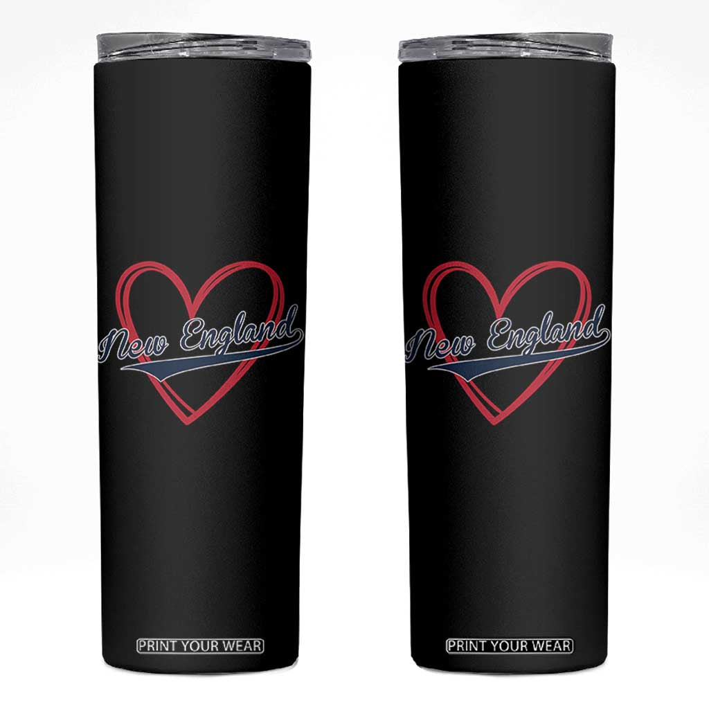 New England Vintage Red Heart Sport Fan Game Day Skinny Tumbler TS11 Black Print Your Wear