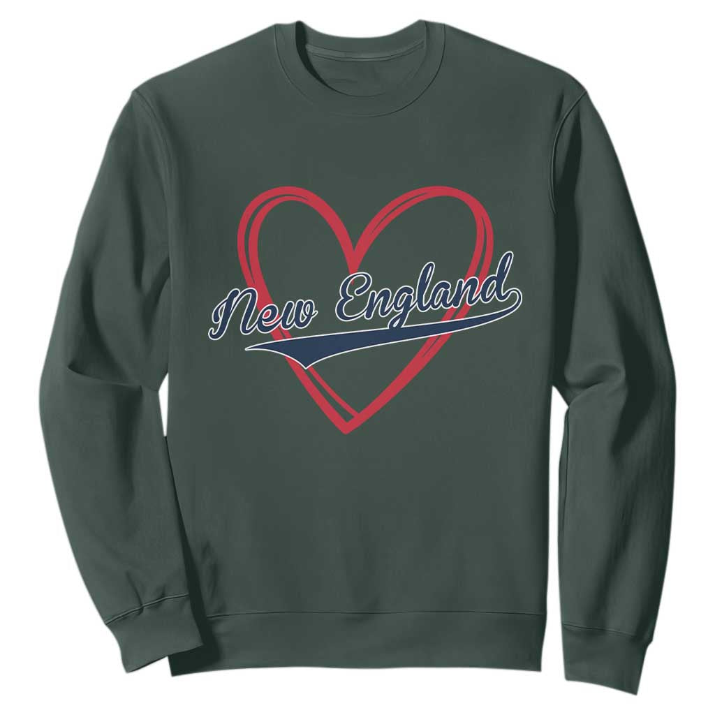 New England Vintage Red Heart Sport Fan Game Day Sweatshirt TS11 Dark Forest Green Print Your Wear