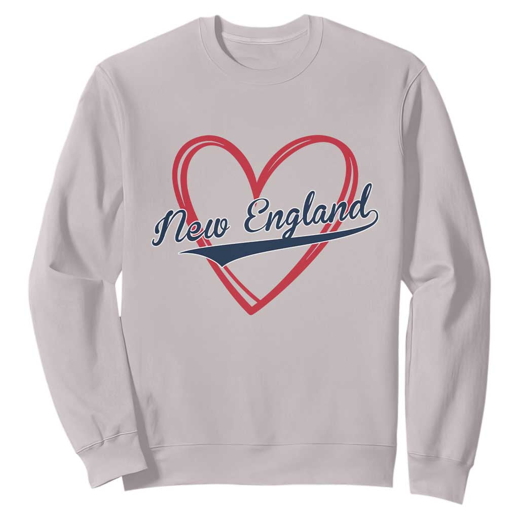 New England Vintage Red Heart Sport Fan Game Day Sweatshirt TS11 Ice Gray Print Your Wear