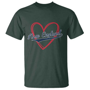 New England Vintage Red Heart Sport Fan Game Day T Shirt TS11 Dark Forest Green Print Your Wear