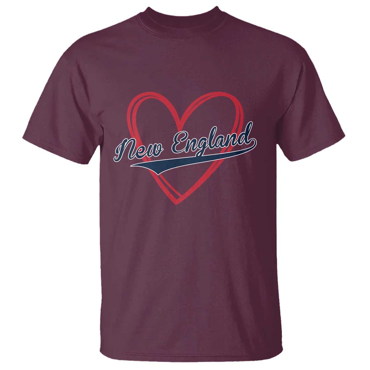 New England Vintage Red Heart Sport Fan Game Day T Shirt TS11 Maroon Print Your Wear