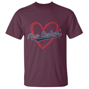 New England Vintage Red Heart Sport Fan Game Day T Shirt TS11 Maroon Print Your Wear