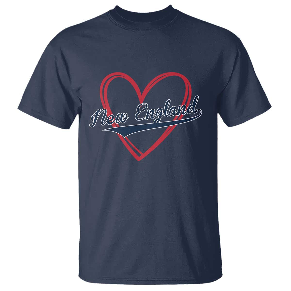 New England Vintage Red Heart Sport Fan Game Day T Shirt TS11 Navy Print Your Wear