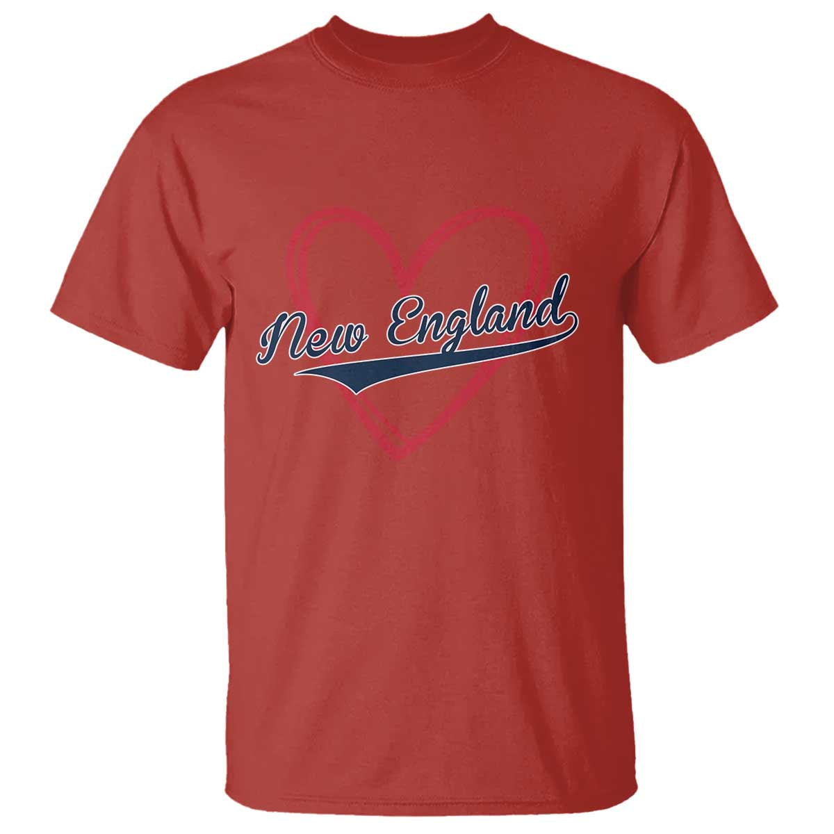 New England Vintage Red Heart Sport Fan Game Day T Shirt TS11 Red Print Your Wear