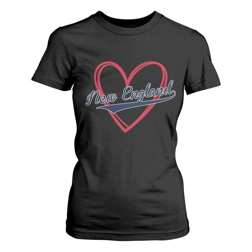 New England Vintage Red Heart Sport Fan Game Day T Shirt For Women TS11 Black Print Your Wear