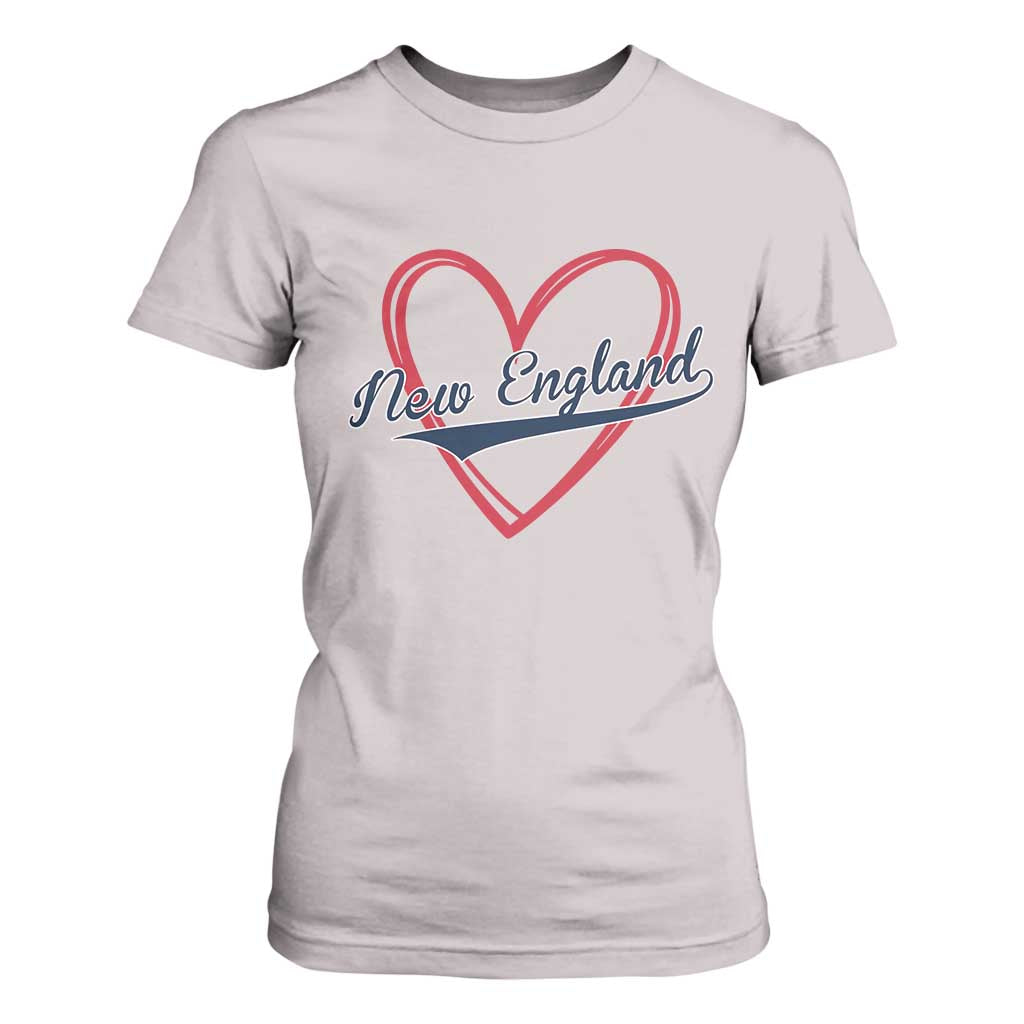 New England Vintage Red Heart Sport Fan Game Day T Shirt For Women TS11 Ice Gray Print Your Wear