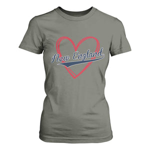 New England Vintage Red Heart Sport Fan Game Day T Shirt For Women TS11 Military Green Print Your Wear
