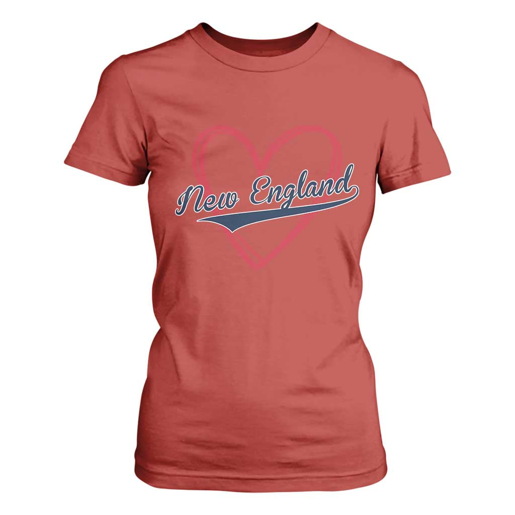 New England Vintage Red Heart Sport Fan Game Day T Shirt For Women TS11 Red Print Your Wear