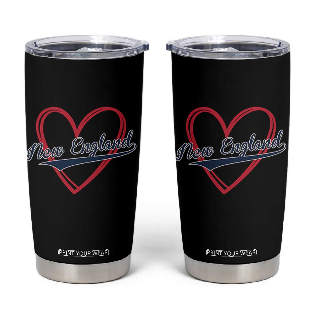 New England Vintage Red Heart Sport Fan Game Day Tumbler Cup TS11 Black Print Your Wear