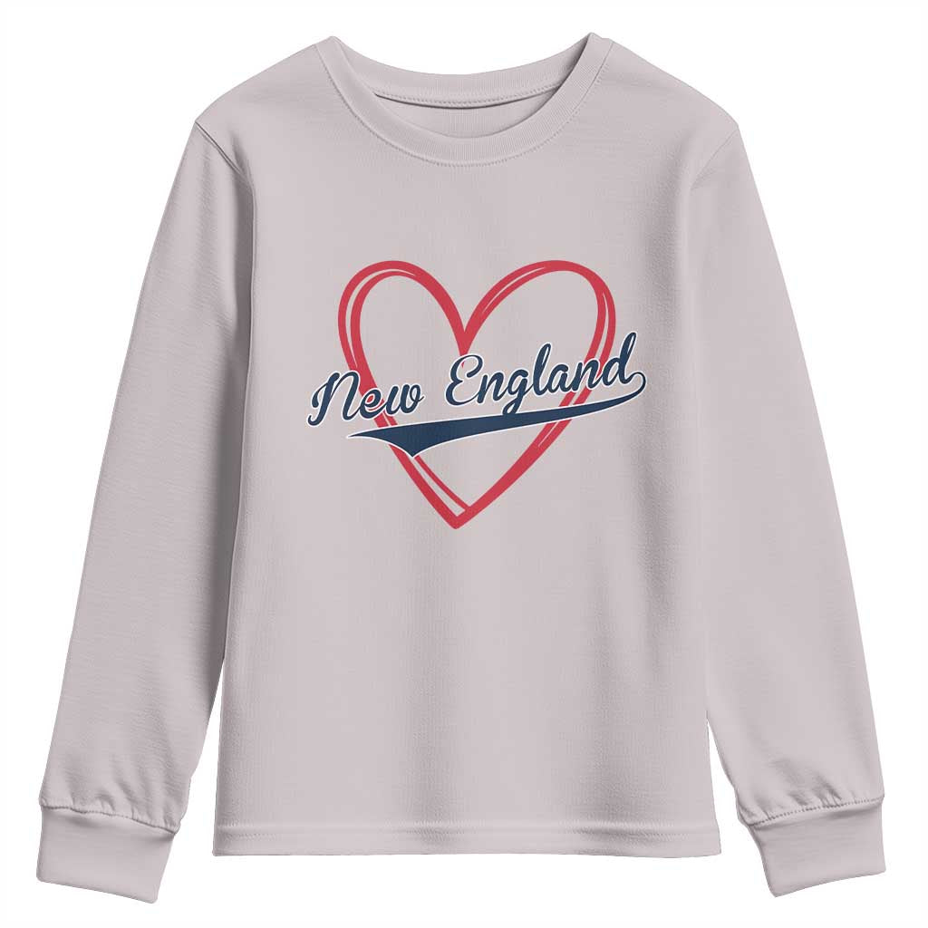 New England Vintage Red Heart Sport Fan Game Day Youth Sweatshirt TS11 Ice Gray Print Your Wear