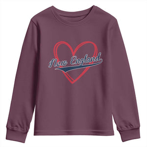 New England Vintage Red Heart Sport Fan Game Day Youth Sweatshirt TS11 Maroon Print Your Wear