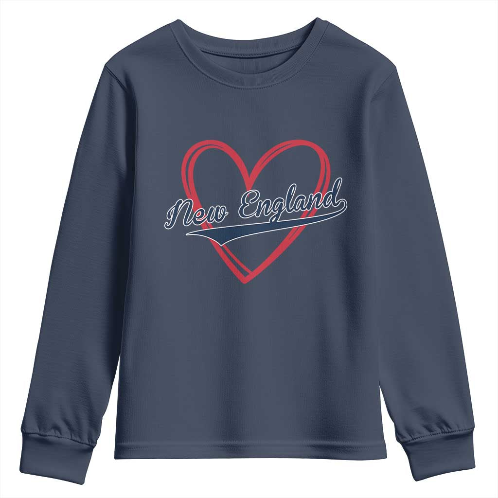 New England Vintage Red Heart Sport Fan Game Day Youth Sweatshirt TS11 Navy Print Your Wear