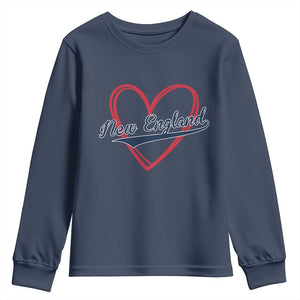 New England Vintage Red Heart Sport Fan Game Day Youth Sweatshirt TS11 Navy Print Your Wear