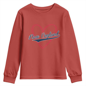 New England Vintage Red Heart Sport Fan Game Day Youth Sweatshirt TS11 Red Print Your Wear
