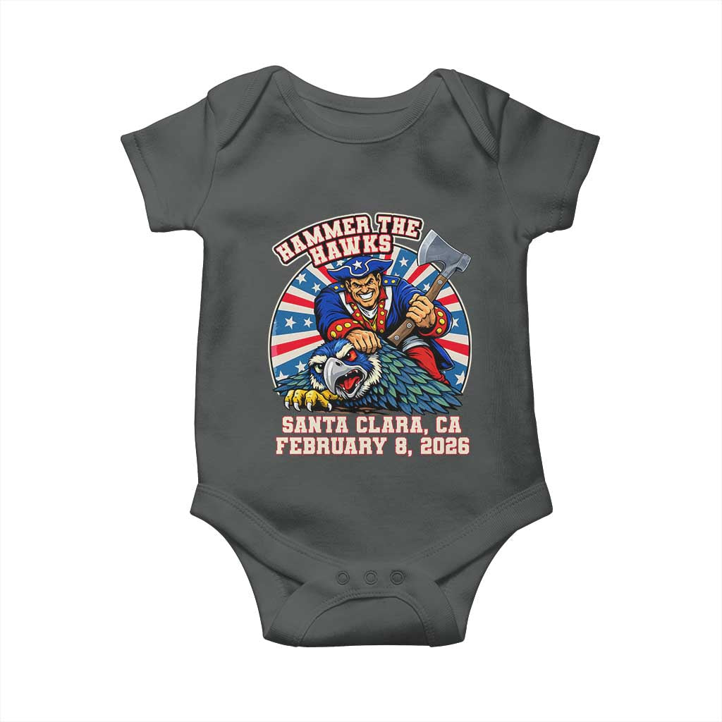 Funny Football Rivarly Baby Onesie Hammer The Hawk New England Minutemen Championship TS11 Dark Heather Print Your Wear