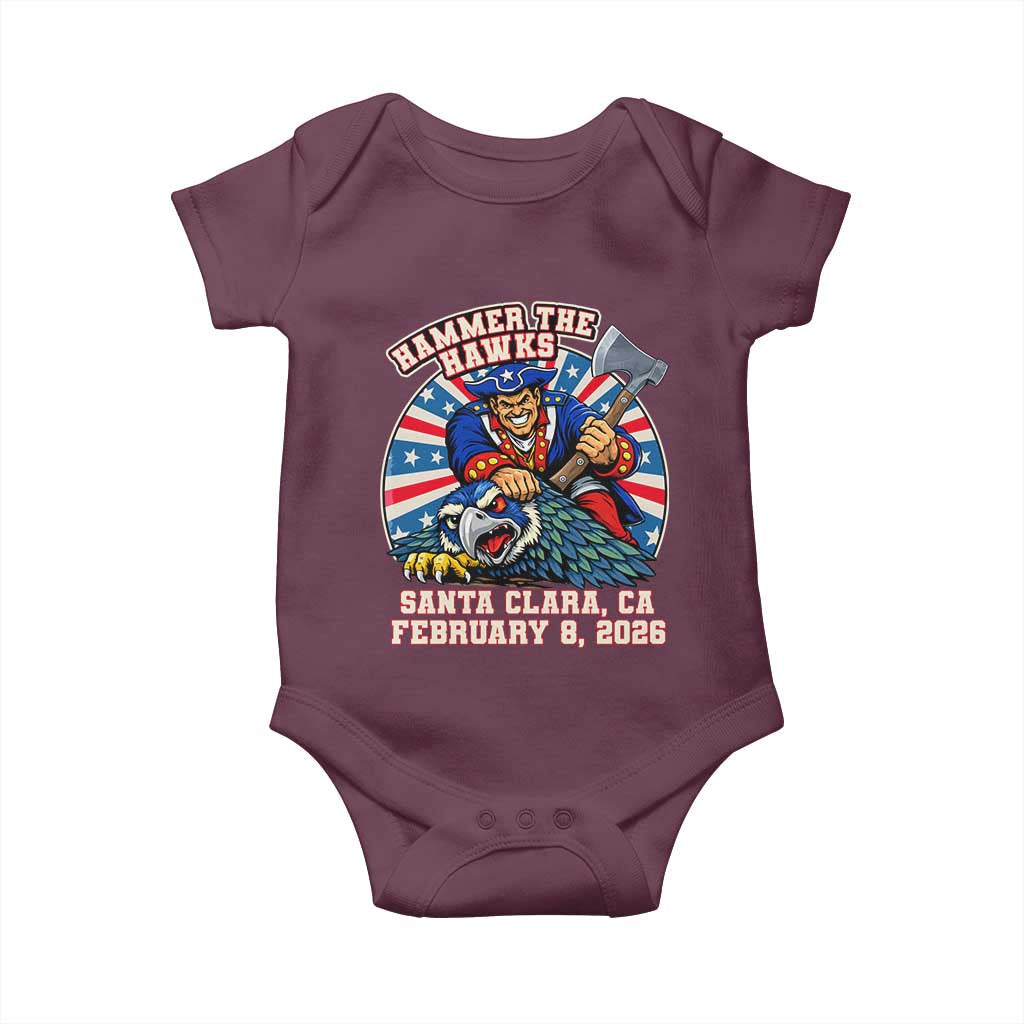 Funny Football Rivarly Baby Onesie Hammer The Hawk New England Minutemen Championship TS11 Maroon Print Your Wear